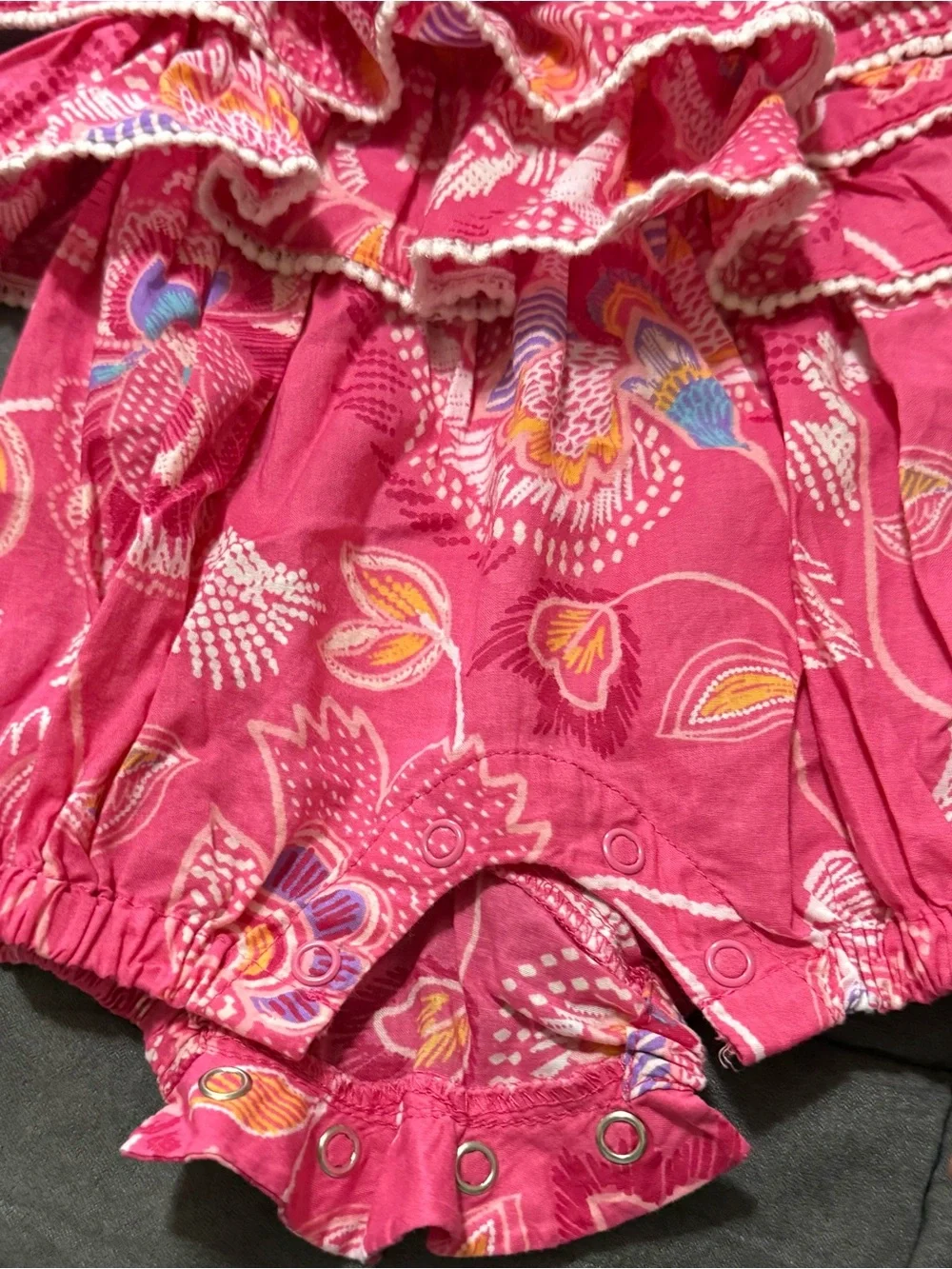 The Children’s Place Pink Floral Ruffle Baby Romper